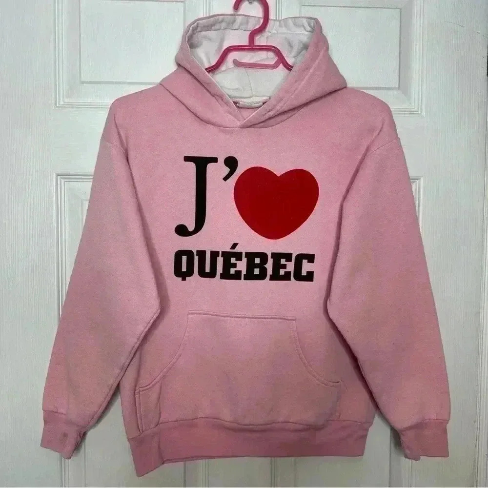 Nutrend Hoodie I Heart Quebec Pink/Red/Black Size Medium